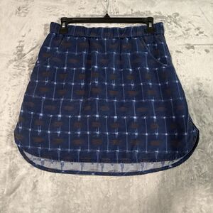 Patagonia Women's Edge Win Skirt S Small Classic Geometric Navy Blue Tencel